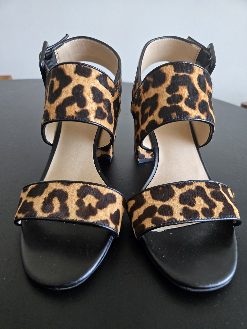 ​Franco Sarto Fidelma Leopard Calf Hair Block Heel Sandals Sz 7M - Picture 5 of 8
